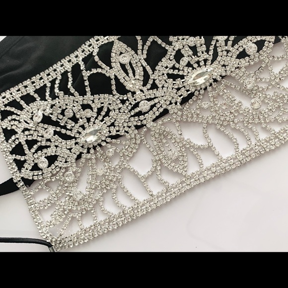 Luxury Rhinestone Mask Cover + black cotton mask - Picture 3 of 8